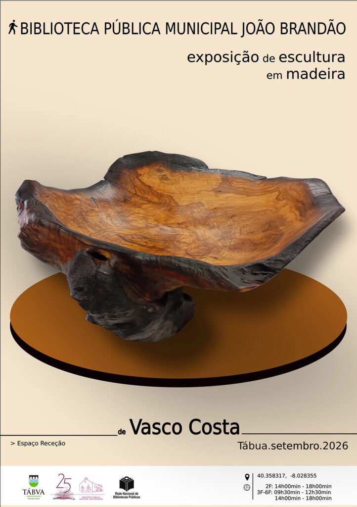 Exposição de escultura em madeira de Vasco Costa